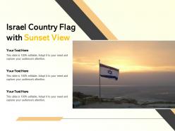 Israel country flag with sunset view