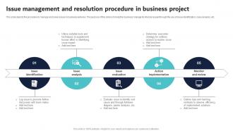 Issue Management And Resolution Procedure In Business Project