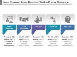 Issue resolved issue resolved written formal grievance received