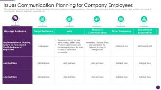 Issues Communication Planning For Company Employees