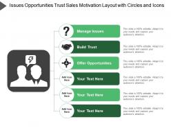 Issues Opportunities Trust Sales Motivation Layout With Circles And Icons