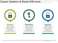 Issues solutions and result with icons