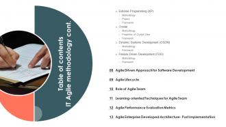 It Agile Methodology Table Of Contents Ppt Powerpoint Presentation Gallery Background Images