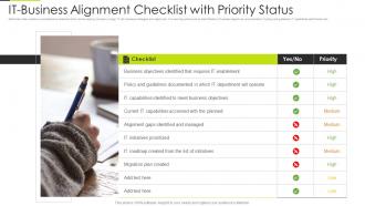 IT Business Alignment Checklist With Priority Status