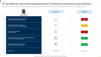 IT Checklist For Successful Implementation Of Software Requirement Specification