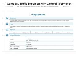 It Company Profile Statement With General Information