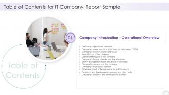 It Company Report Sample Table Of Contents Ppt Designs