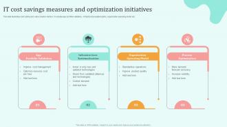 IT Cost Savings Measures And Optimization Initiatives
