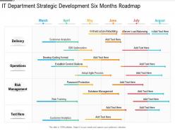 It department strategic development six months roadmap