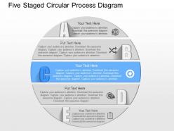 It five staged circular process flow diagram powerpoint template
