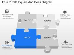 It four puzzle square and icons diagram powerpoint template