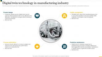 IT In Manufacturing Industry Digital Twin Technology In Manufacturing Industry