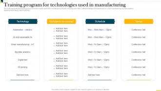 IT In Manufacturing Industry Training Program For Technologies Used In Manufacturing