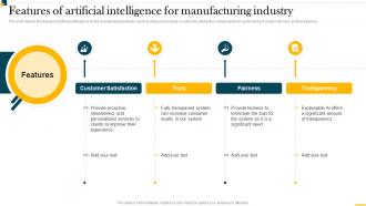 IT In Manufacturing Industry V2 Features Of Artificial Intelligence For Manufacturing Industry