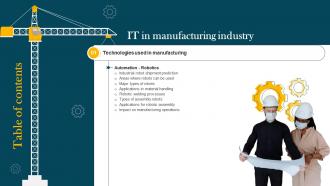 IT In Manufacturing Industry V2 For Table Of Contents Ppt Infographic Template Styles