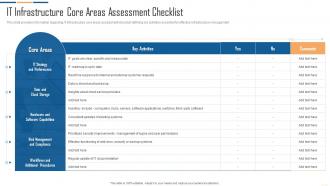 IT Infrastructure Automation Playbook IT Infrastructure Core Areas Assessment Checklist