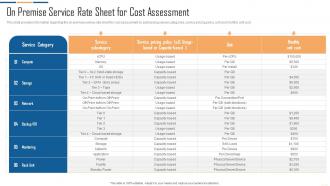 IT Infrastructure Automation Playbook On Premise Service Rate Sheet For Cost Assessment