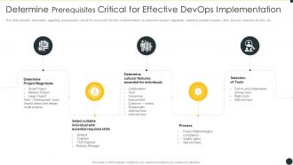 It infrastructure by implementing devops framework determine prerequisites critical for effective