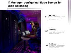 It manager configuring blade servers for load balancing