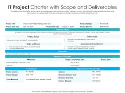 It project charter with scope and deliverables