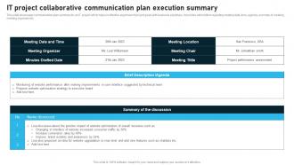 IT Project Collaborative Communication Plan Execution Summary