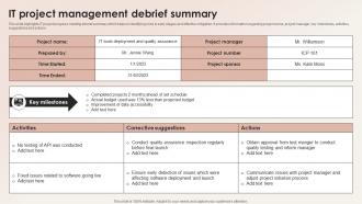 IT Project Management Debrief Summary