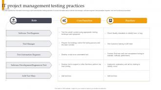 IT Project Management Testing Practices