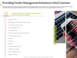 IT Service Infrastructure Management Providing Vendor Management Solutions To End Customer
