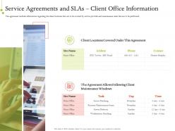 It service infrastructure management service agreements and slas client office information ppt ideas images