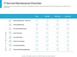 It service maintenance checklist effective it service excellence ppt powerpoint ideas