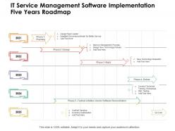 IT Service Management Software Implementation Five Years Roadmap