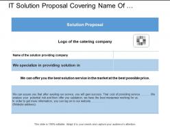It solution proposal covering name of company and specialization