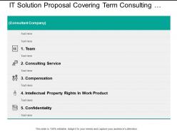It Solution Proposal Covering Term Consulting Services Compensation And Confidentiality