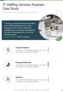 IT Staffing Services Proposal Case Study One Pager Sample Example Document