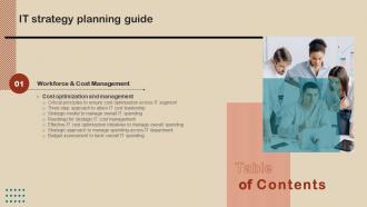 IT Strategy Planning Guide For Table Of Contents Ppt Infographic Template Icon Strategy SS V