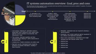 IT Systems Automation Overview Goal Pros And Cons Develop Business Aligned IT Strategy