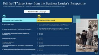 It value story that matters to business leadership tell the it value story from the business