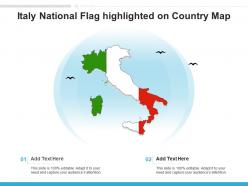 Italy national flag highlighted on country map
