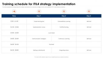 ITIL 4 Framework And Best Practices Training Schedule For ITIL4 Strategy Implementation
