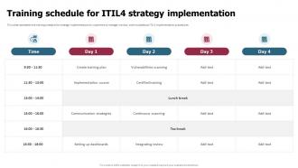 ITIL 4 Implementation Plan Training Schedule For ITIL4 Strategy Implementation