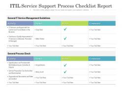 Itil service support process checklist report
