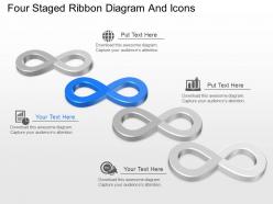 Iu four staged ribbon diagram and icons powerpoint template