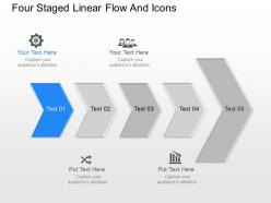 Iv four staged linear flow and icons powerpoint template