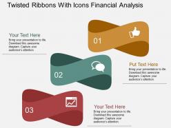 Iv twisted ribbons with icons financial analysis flat powerpoint design