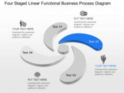 Iw four staged linear functional business process diagram powerpoint template
