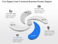 Iw four staged linear functional business process diagram powerpoint template