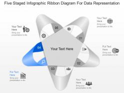 Ix five staged ribbon infographics and icons powerpoint template