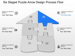 Jc six staged puzzle arrow design process flow powerpoint template
