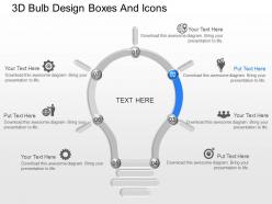 Je 3d bulb design boxes and icons powerpoint template