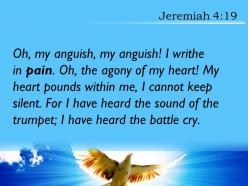 Jeremiah 4 19 i have heard the battle cry powerpoint church sermon